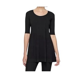 Eileen Fisher Dress Women Small Black 100% Silk Minimalist Classic Stretch‎